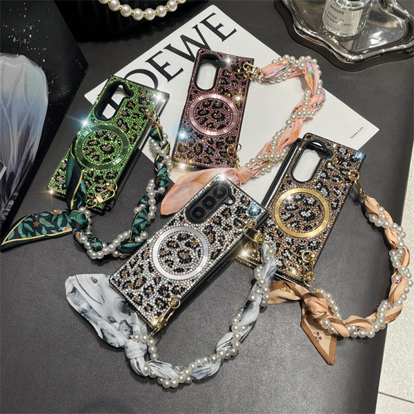 Diamond Leopard Print Case Cover for Samsung Fold Series