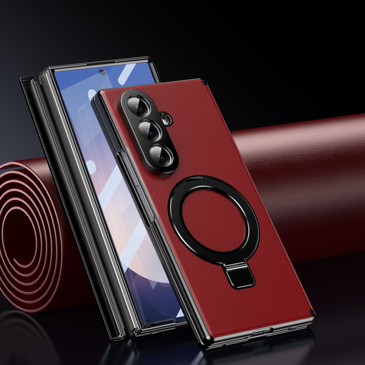 Hinged Full-coverage Protective Leather Case Cover for Samsung Fold Series