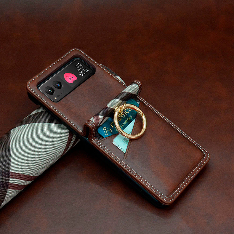 Hand-stitched Leather Case Cover for Samsung Flip Serie