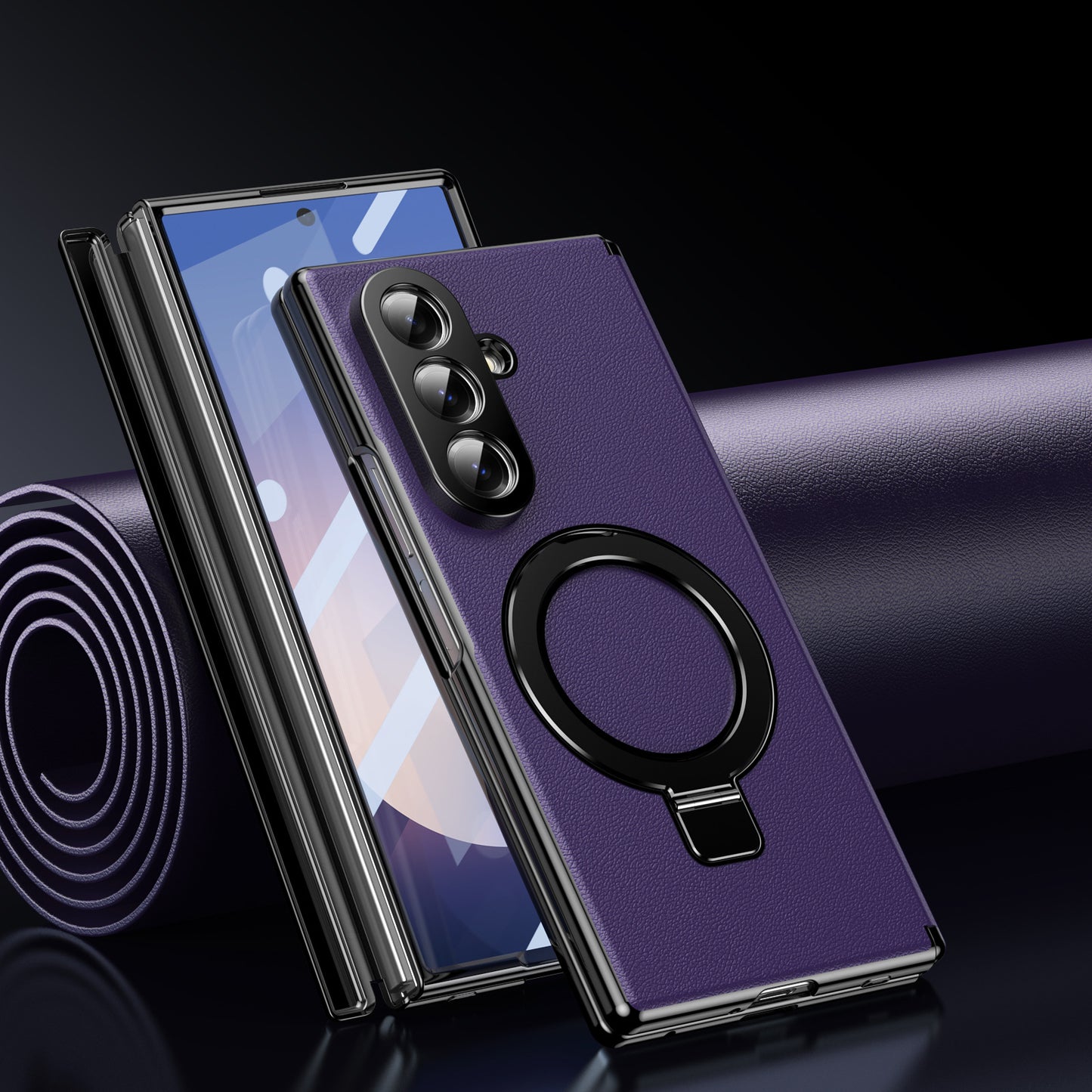 Hinged Full-coverage Protective Leather Case Cover for Samsung Fold Series