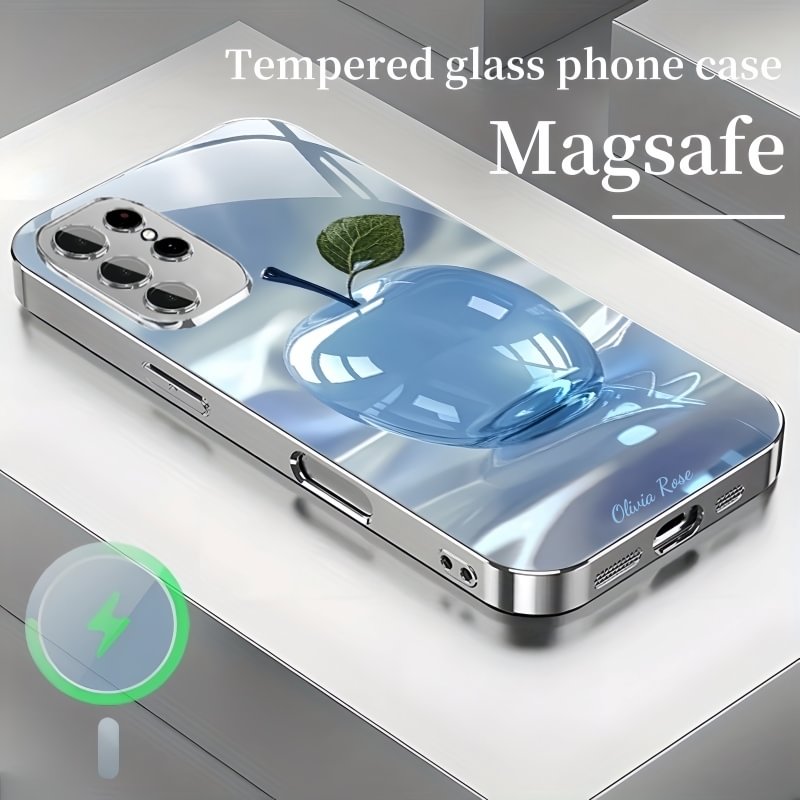 Crystal Glass 3d Apple Magsafe Tempered Glass Case Cover for Samsung S Series