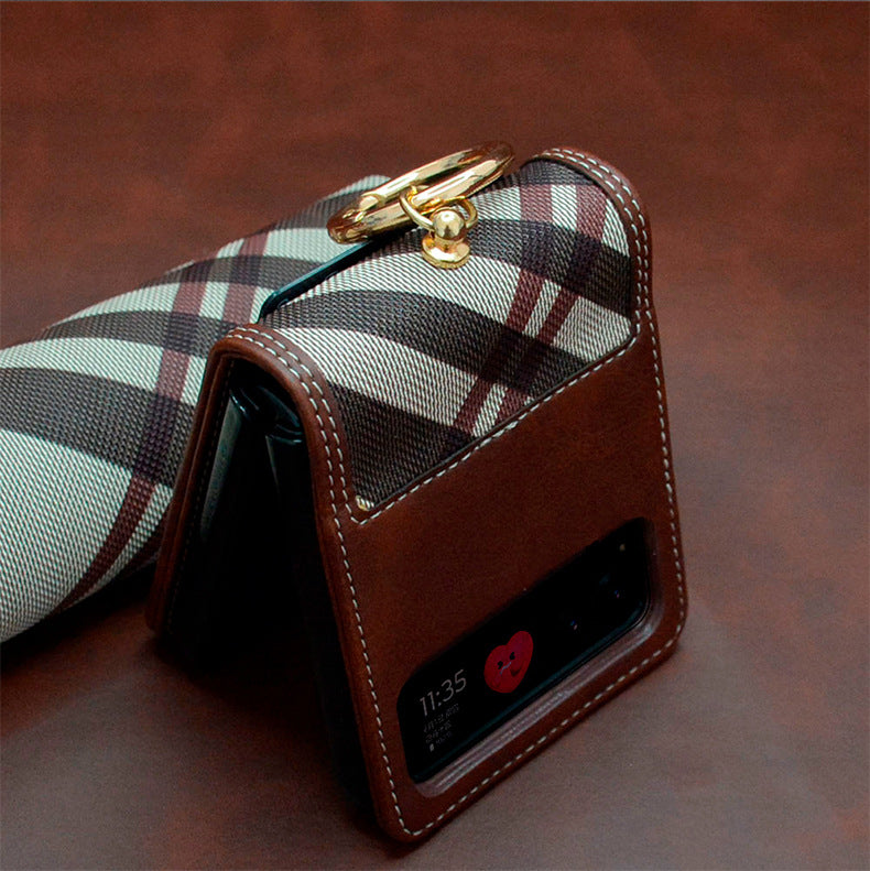 Hand-stitched Leather Case Cover for Samsung Flip Serie