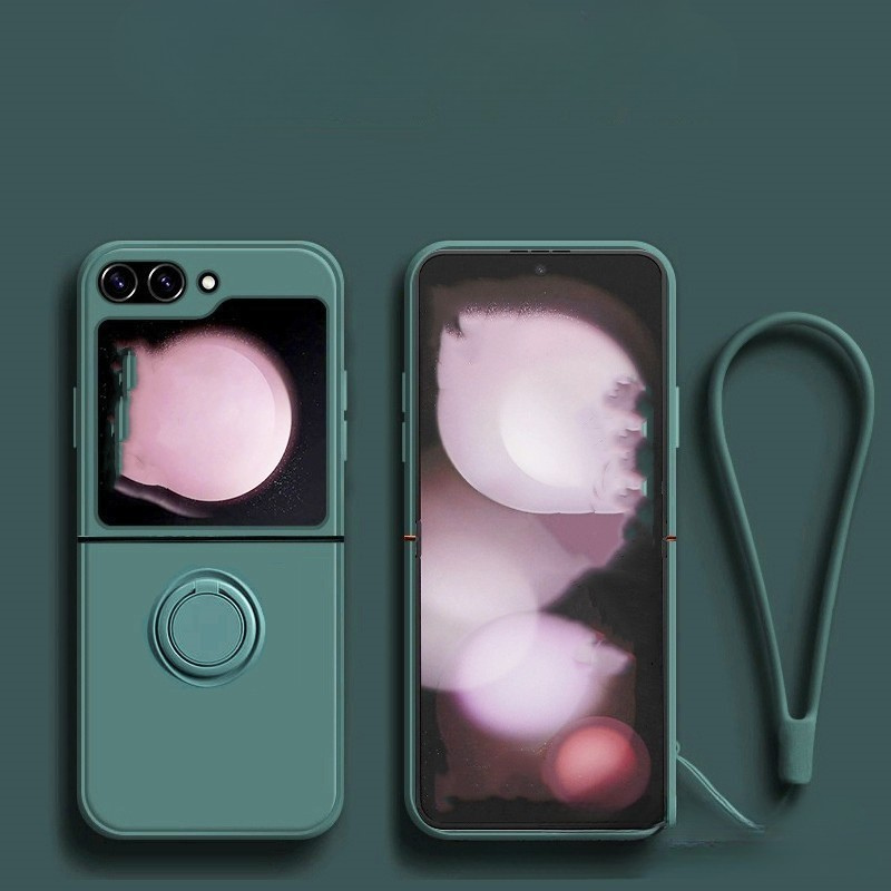 Liquid Soft Silicone Miniature Finger Buckle Case Cover for Samsung Flip Series