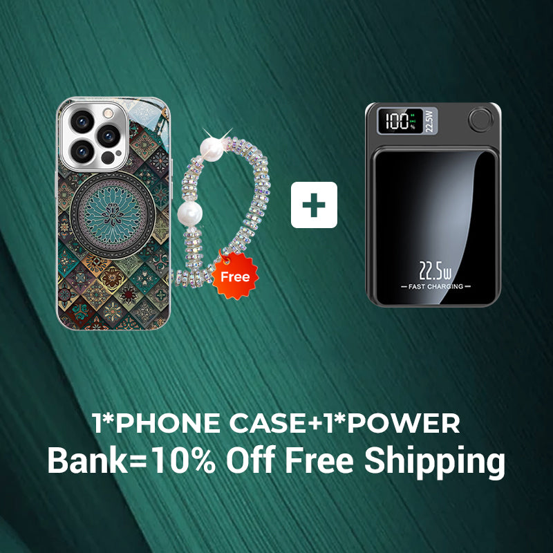 Colorful Blue Lotus Flower Totem Case Kit for iPhone - Get a FREE Exquisite Diamond Bracelet!🔥