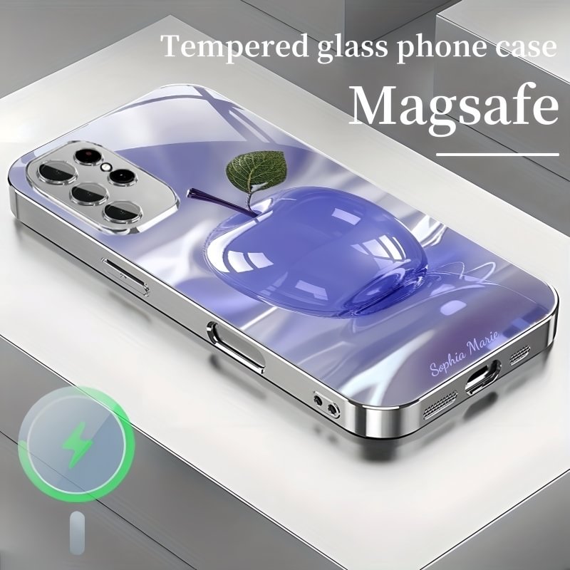 Crystal Glass 3d Apple Magsafe Tempered Glass Case Cover for Samsung S Series