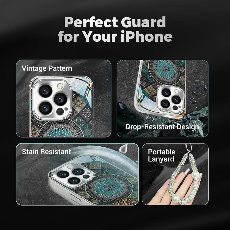 Colorful Blue Lotus Flower Totem Case Kit for iPhone - Get a FREE Exquisite Diamond Bracelet!🔥