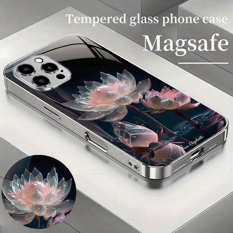 Snow Lotus Magsafe Tempered Glass Case Cover for iPhone