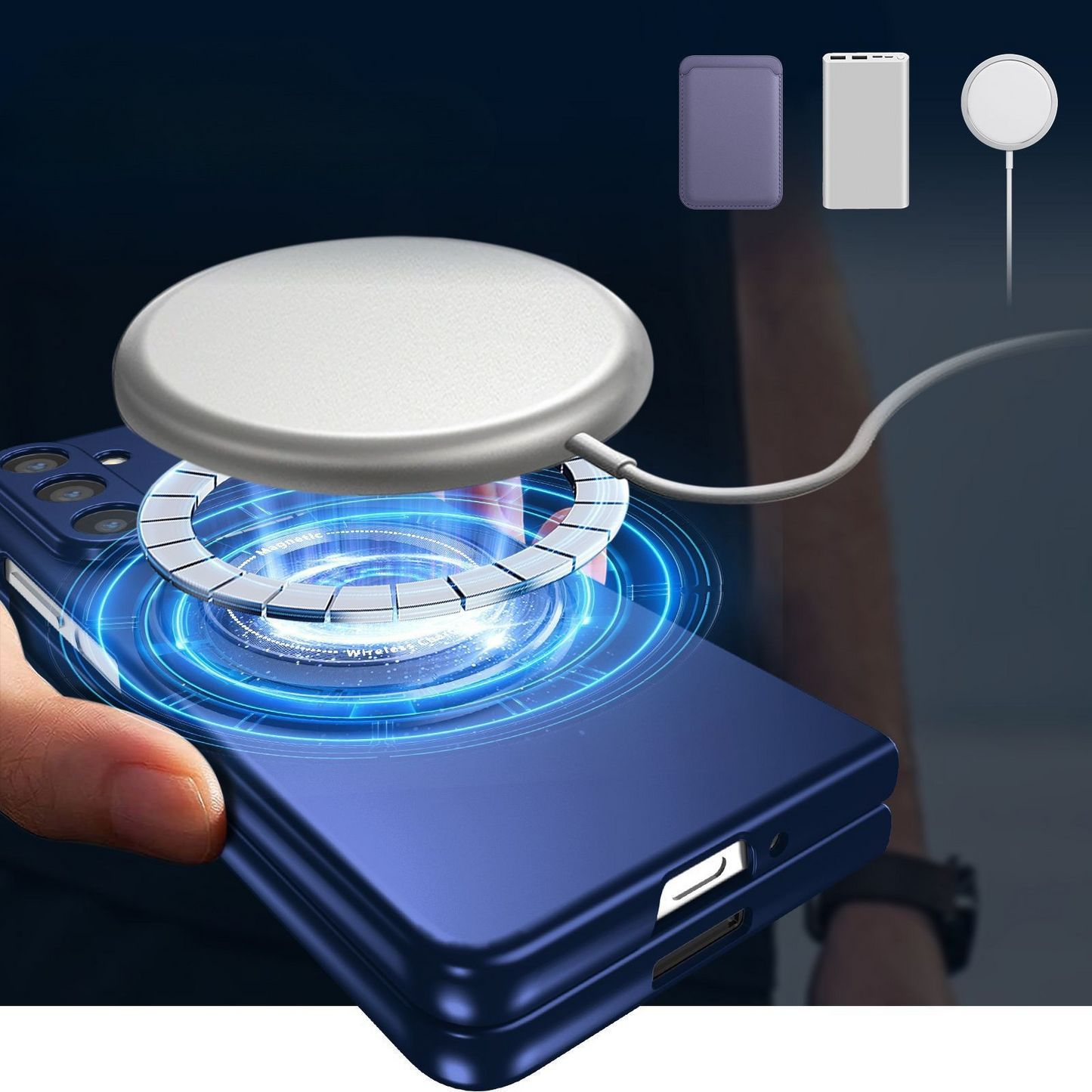 Magnetic Pro Rotary Unzip Case Cover for Samsung Fold Series