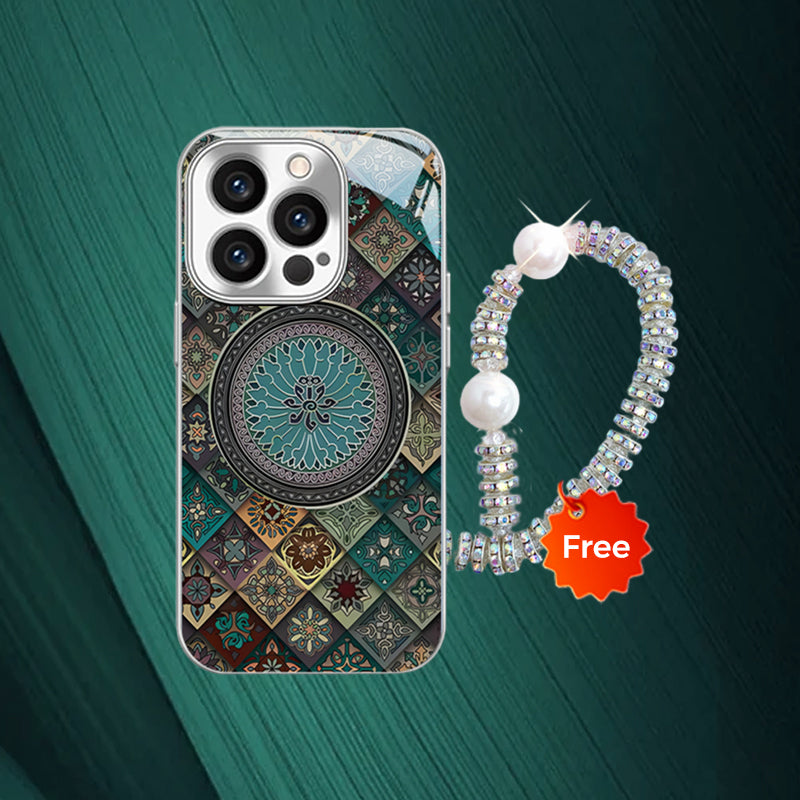 Colorful Blue Lotus Flower Totem Case Kit for iPhone - Get a FREE Exquisite Diamond Bracelet!🔥