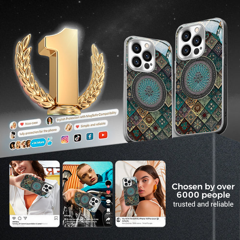 Colorful Blue Lotus Flower Totem Case Kit for iPhone - Get a FREE Exquisite Diamond Bracelet!🔥