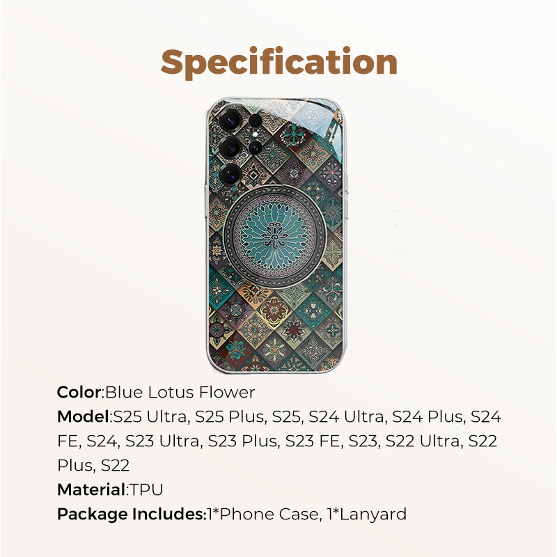 Colorful Blue Lotus Flower Totem Case Cover for Samsung S Series - Get a FREE Exquisite Diamond Bracelet!🔥