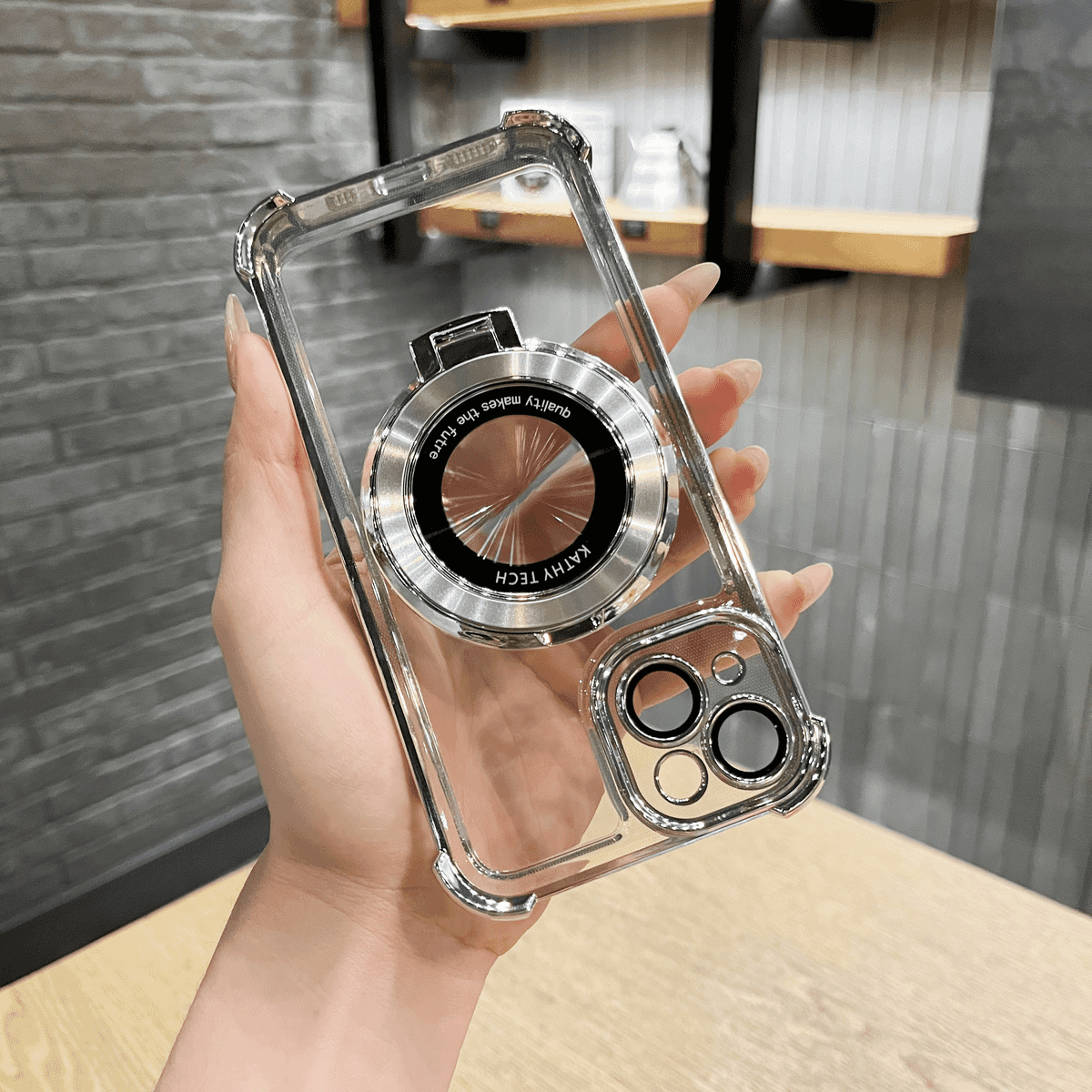 Four Corners Thickened Protection Plating Stand Case Cover for iPhone
