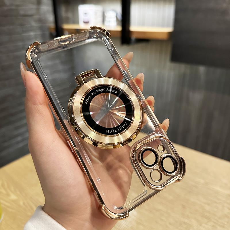 Four Corners Thickened Protection Plating Stand Case Cover for iPhone