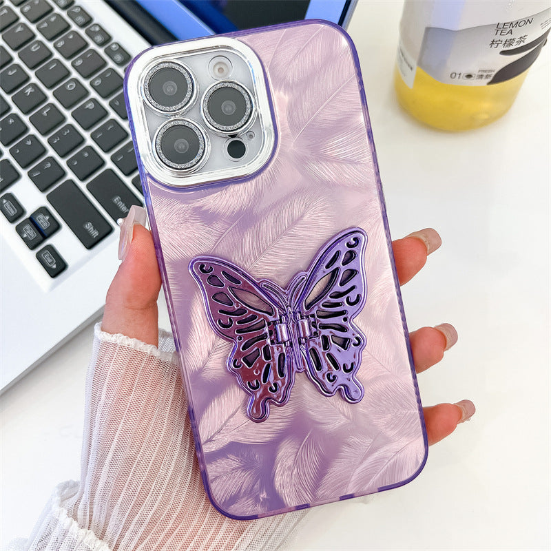 Butterfly Stand Metallic Gray Phone Case Cover for iPhone - Buy 2: FREE SHIPPING🛫 & 40% OFF 2nd🔥