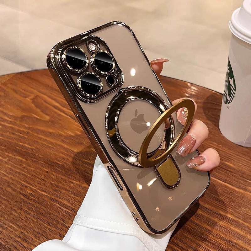 Electroplated Bezel Magnetic Folding Stand Case Cover for iPhone