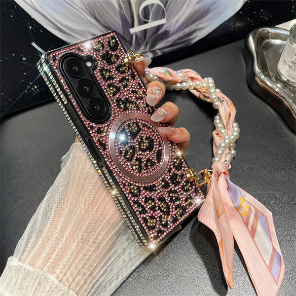 Diamond Leopard Print Case Cover for Samsung Fold Series