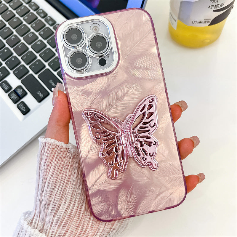Butterfly Stand Metallic Gray Phone Case Cover for iPhone - Buy 2: FREE SHIPPING🛫 & 40% OFF 2nd🔥