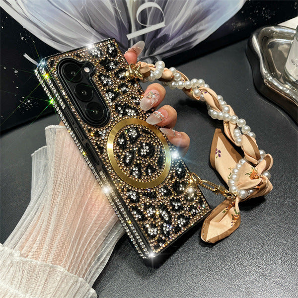 Diamond Leopard Print Case Cover for Samsung Fold Series