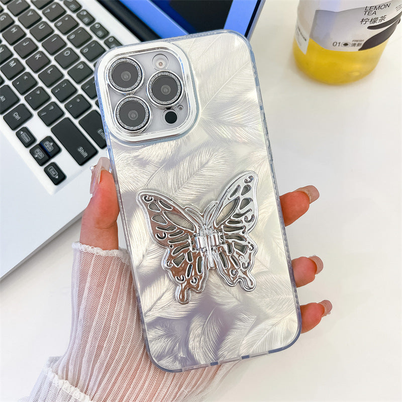 Butterfly Stand Metallic Gray Phone Case Cover for iPhone - Buy 2: FREE SHIPPING🛫 & 40% OFF 2nd🔥