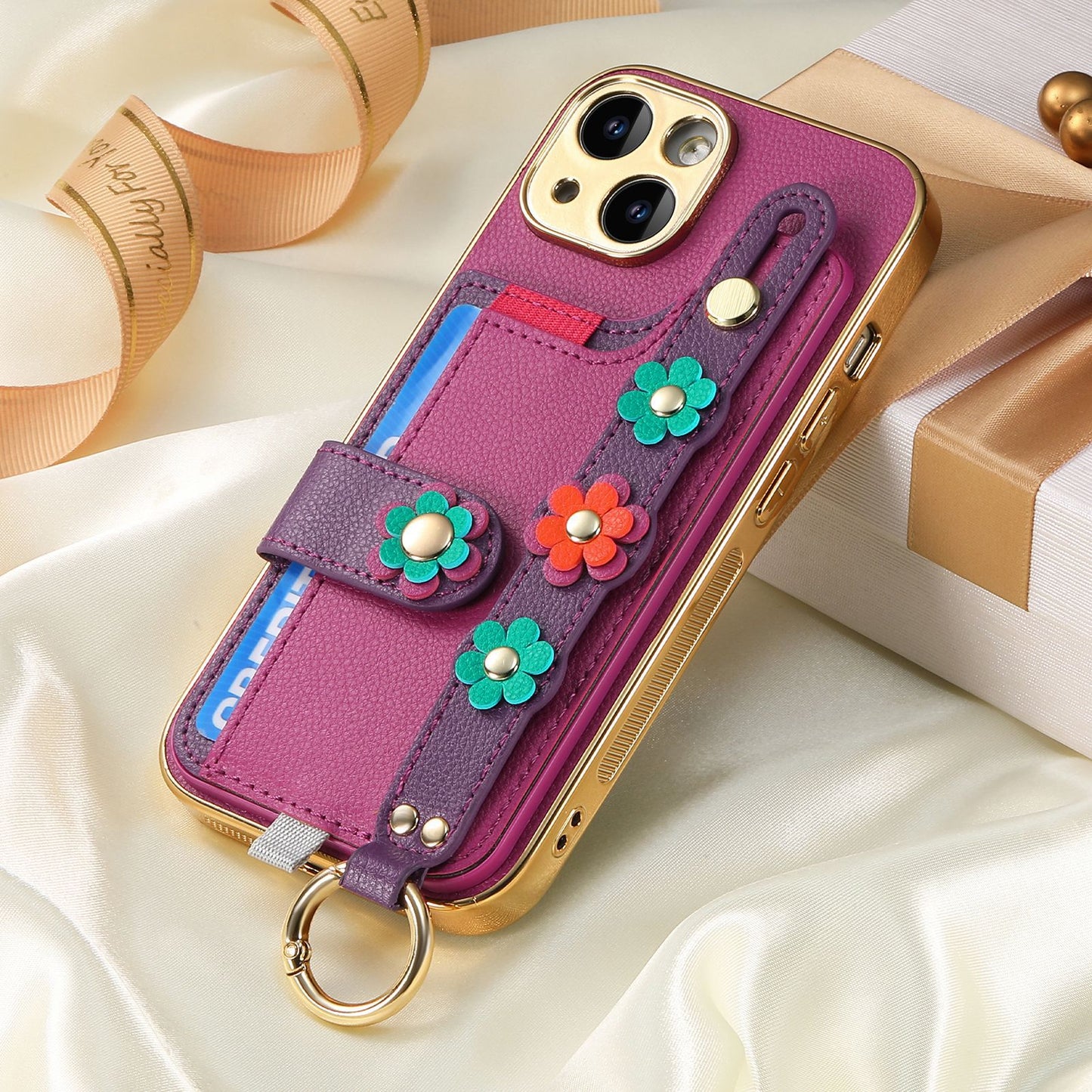 Colorful Leather Flower Case Cover for iPhone