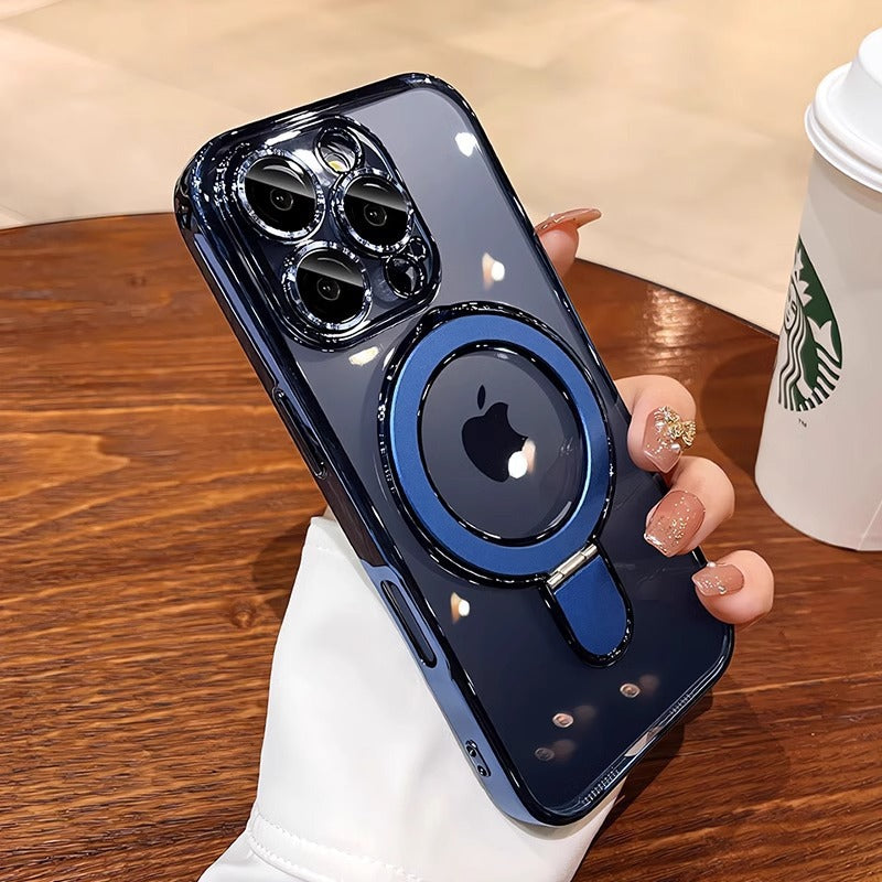 Electroplated Bezel Magnetic Folding Stand Case Cover for iPhone
