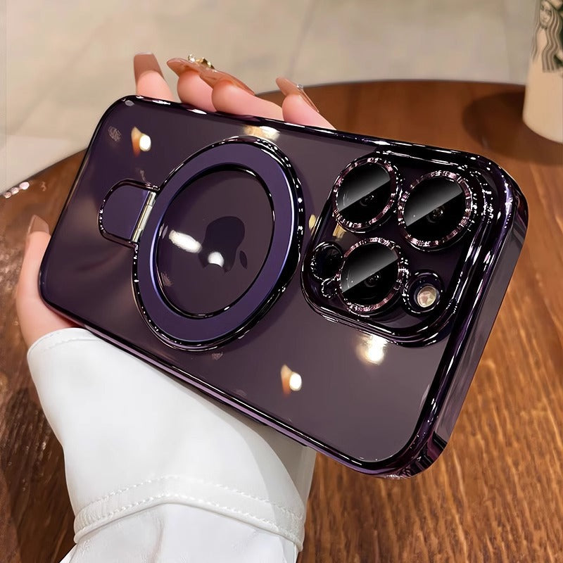 Electroplated Bezel Magnetic Folding Stand Case Cover for iPhone