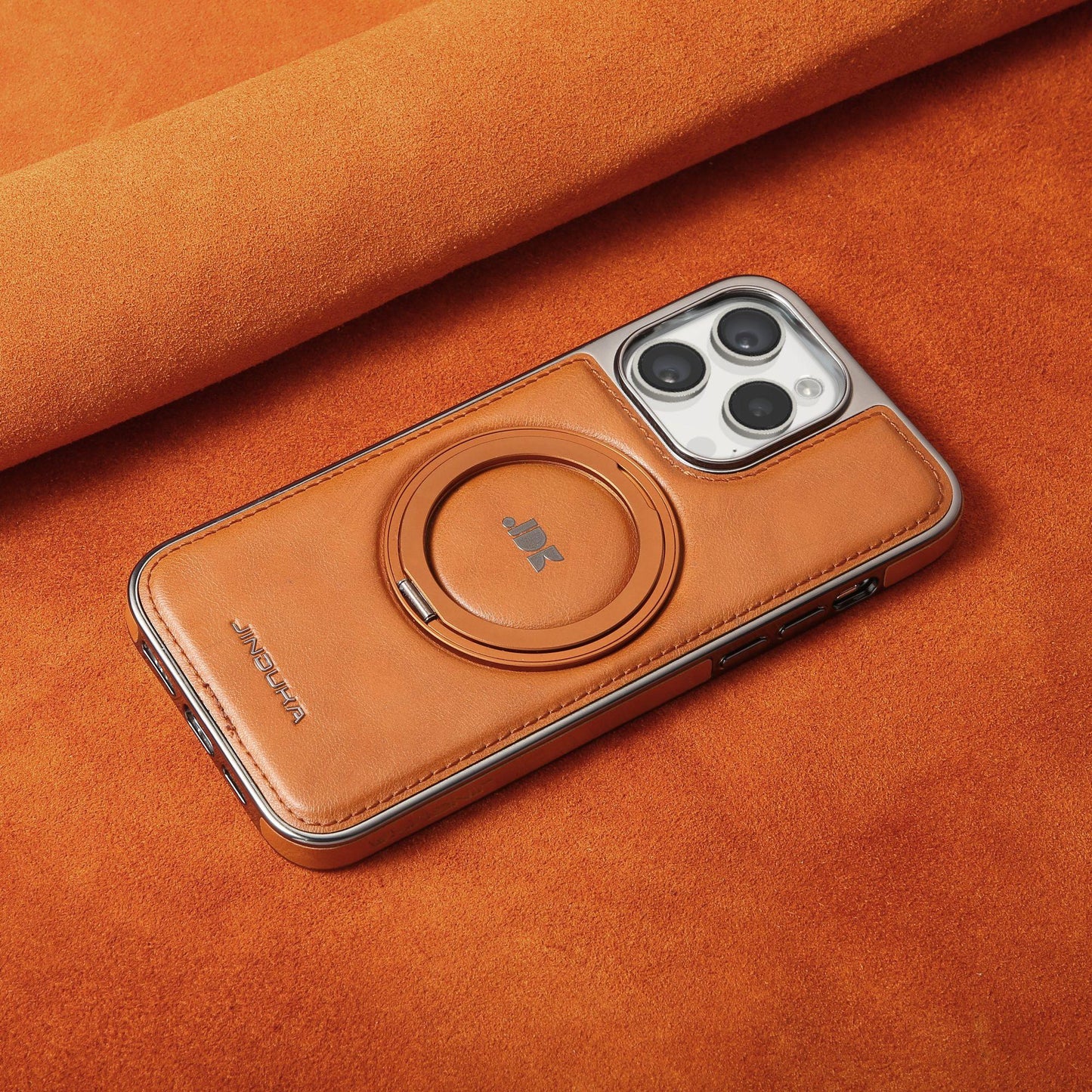 Luxury Leather Folding Metal Stand Case Cover for iPhone