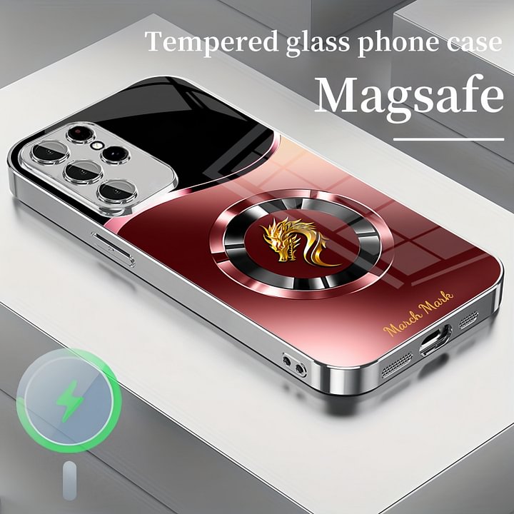 Dragon Ring Magsafe Tempered Glass Case Cover for Samsung S Series