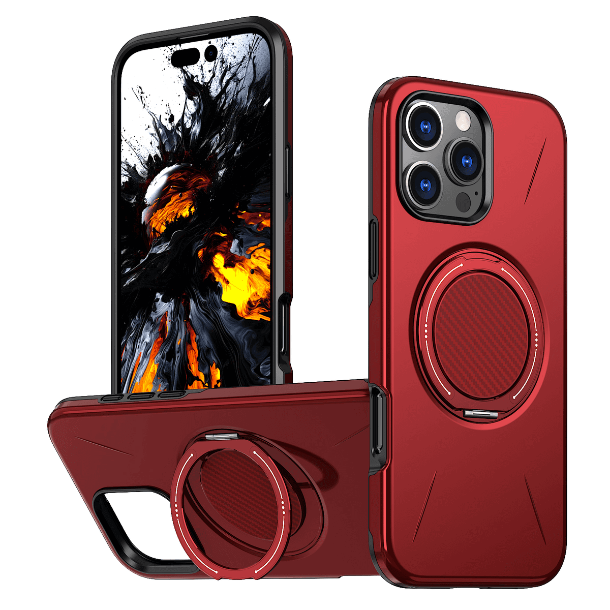 2-in-1 PC + Soft Silicone Magnetic Damping Stand Case Cover for iPhone