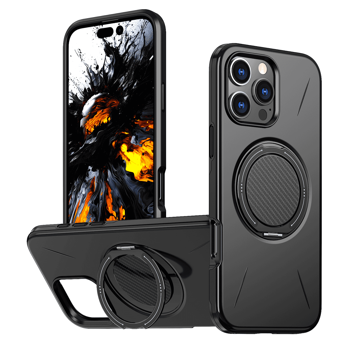 2-in-1 PC + Soft Silicone Magnetic Damping Stand Case Cover for iPhone