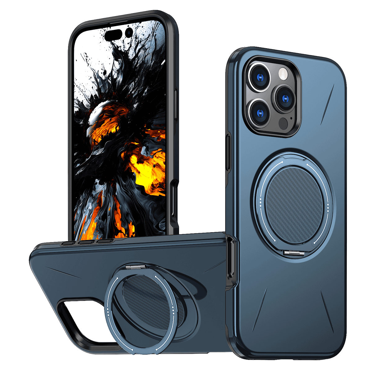 2-in-1 PC + Soft Silicone Magnetic Damping Stand Case Cover for iPhone