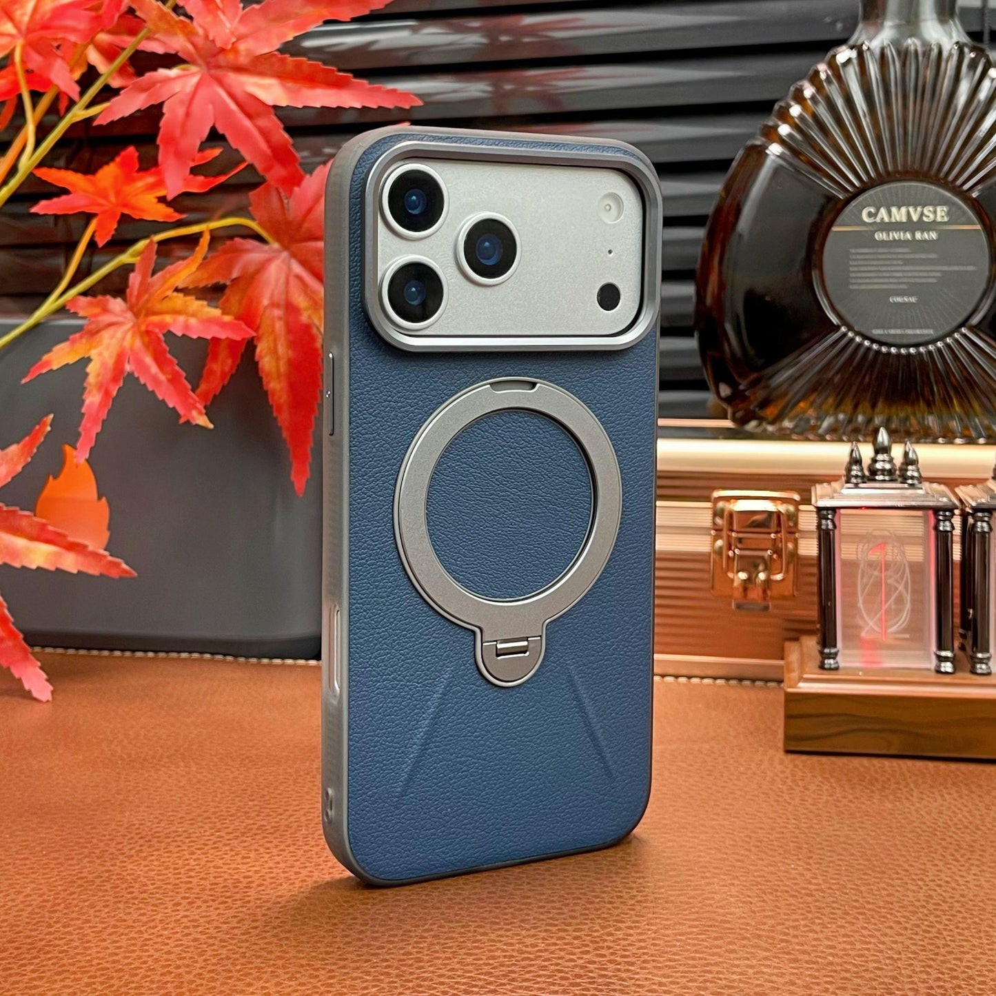 Leather-textured Metal Folding Swivel Stand Case for iPhone - Buy 2: FREE SHIPPING🛫 & 40% OFF 2nd🔥