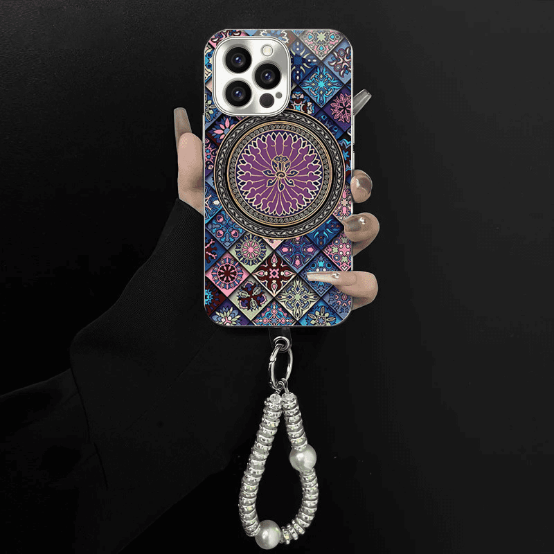 Colorful Purple Lotus Flower Totem Case Kit for iPhone - Get a FREE Exquisite Diamond Bracelet!🔥