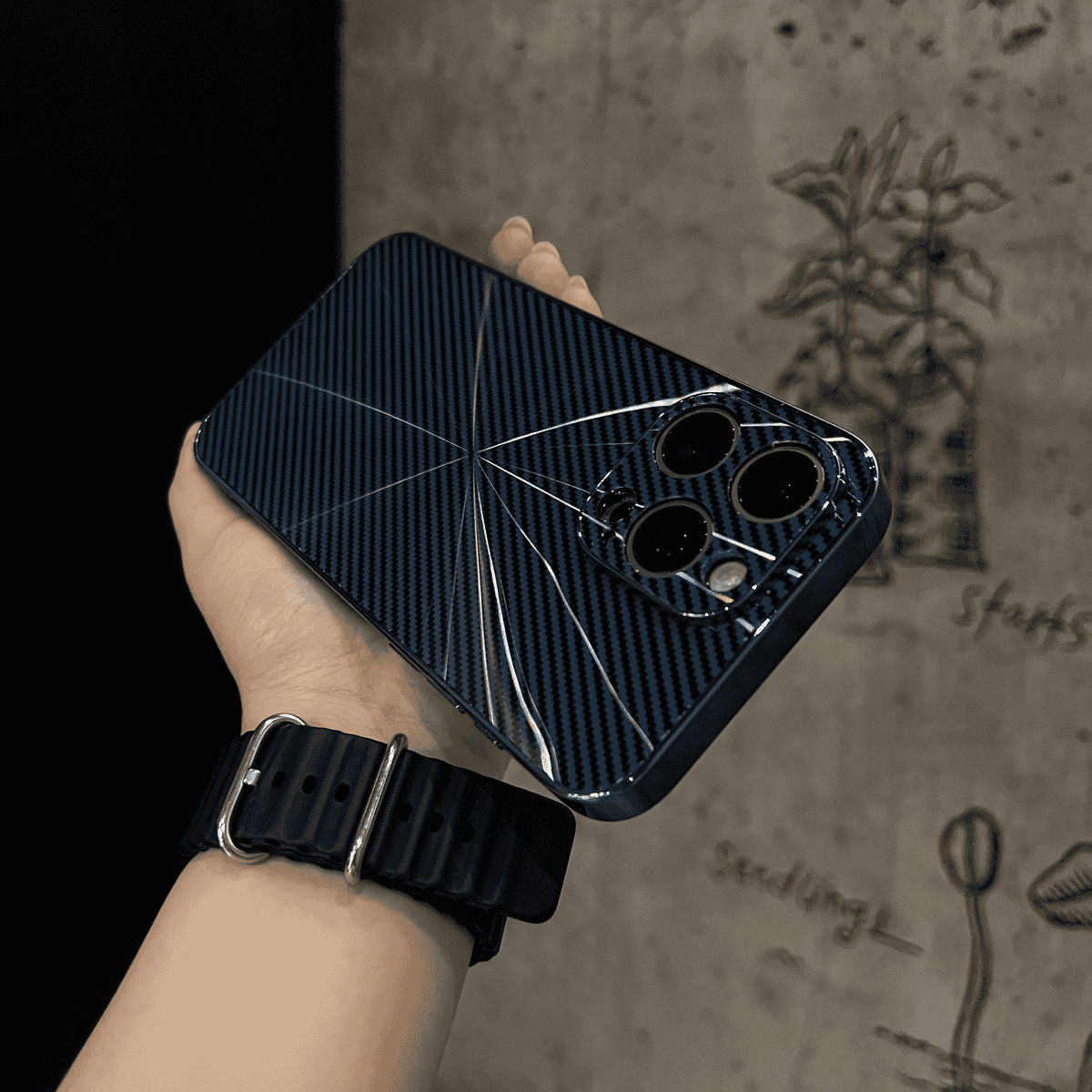 Carbon Fiber Reflective Coated Case Cover for iPhone