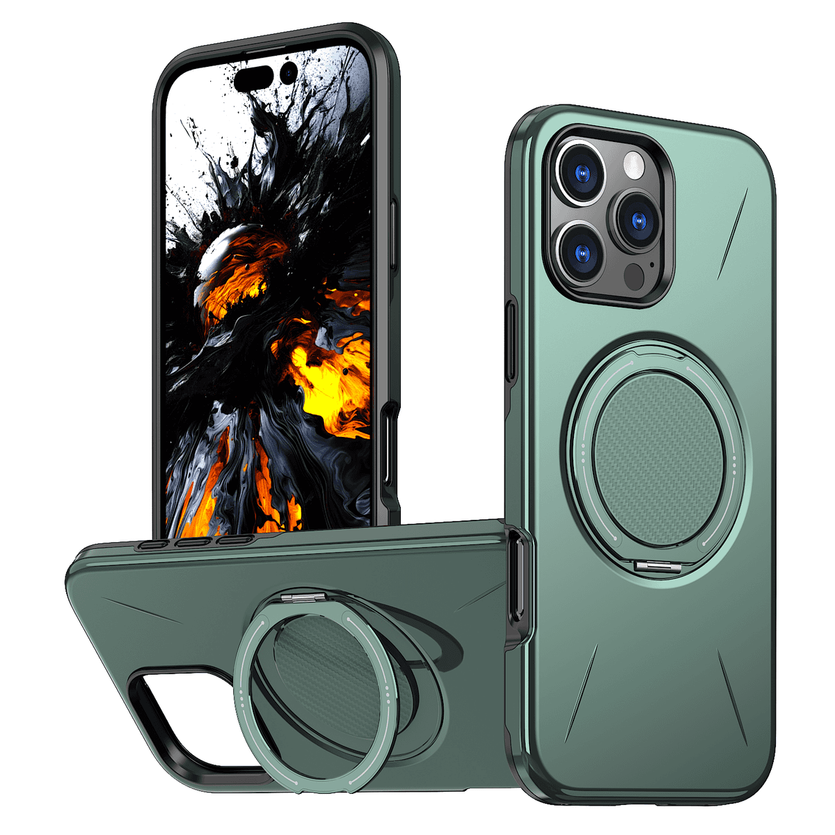 2-in-1 PC + Soft Silicone Magnetic Damping Stand Case Cover for iPhone
