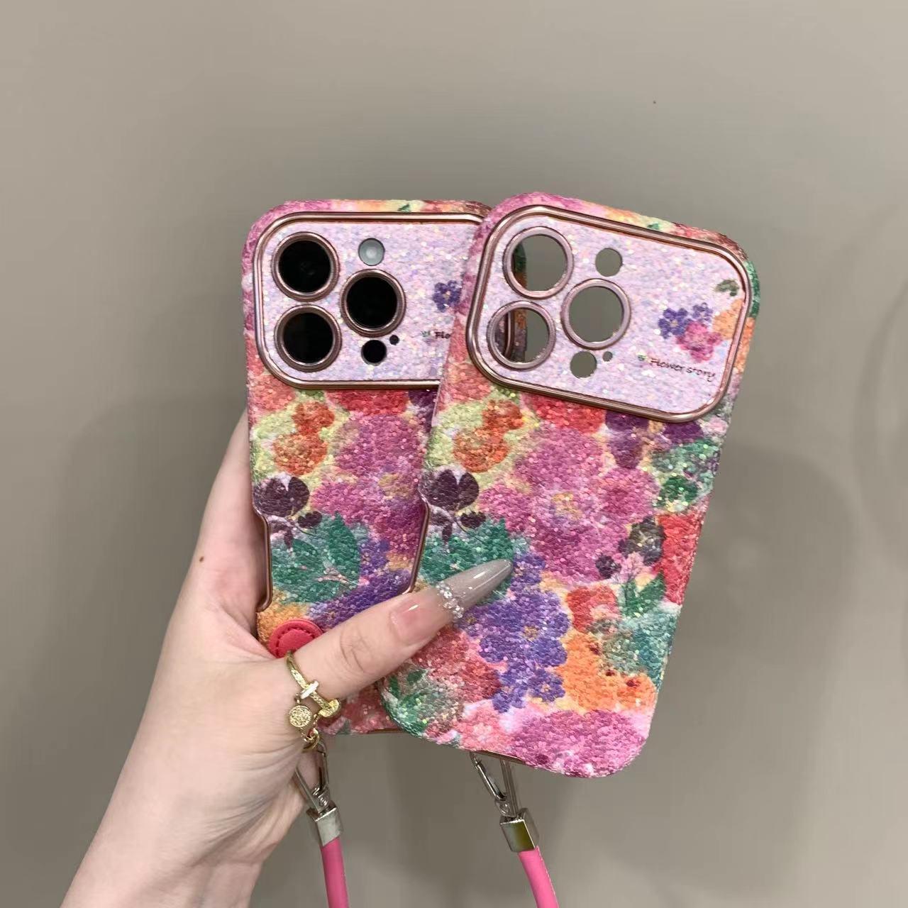 Pearlescent Glitter Flower Case Cover for iPhone - Get a FREE Exquisite Diamond Bracelet!🔥