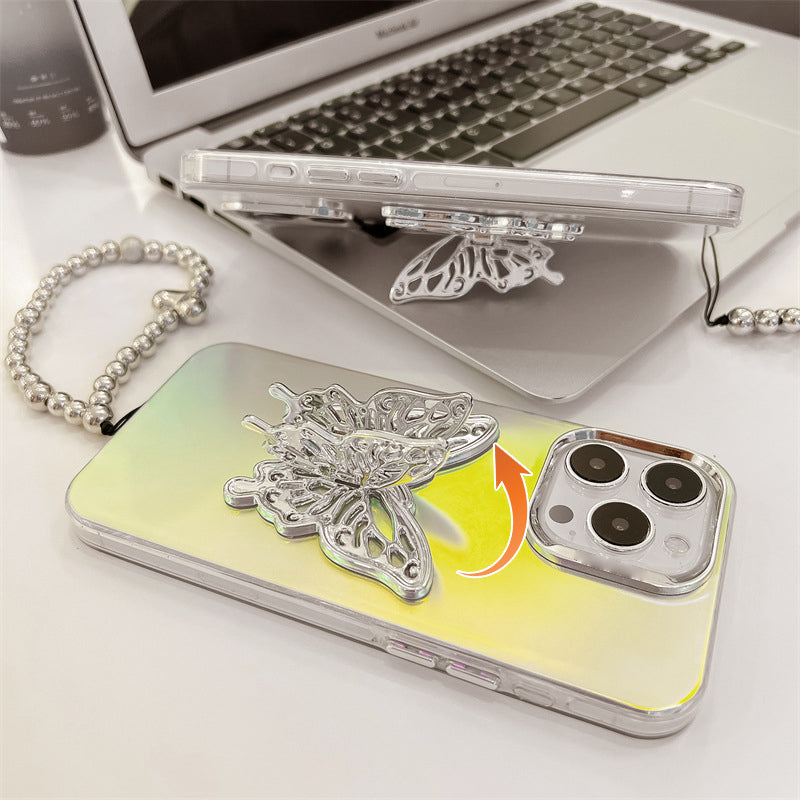 Butterfly Stand Metallic Gray Phone Case Cover for iPhone - Buy 2: FREE SHIPPING🛫 & 40% OFF 2nd🔥