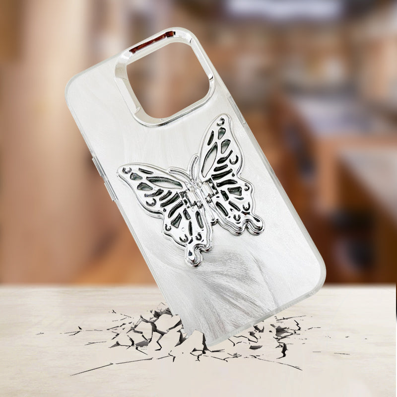 Butterfly Stand Metallic Gray Phone Case Cover for iPhone - Buy 2: FREE SHIPPING🛫 & 40% OFF 2nd🔥