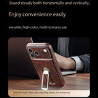 Leather Texture Smartphone Casing, iPhone Accessory with Metal Foldable Kickstand, Raised Camera Guard and Protection Features