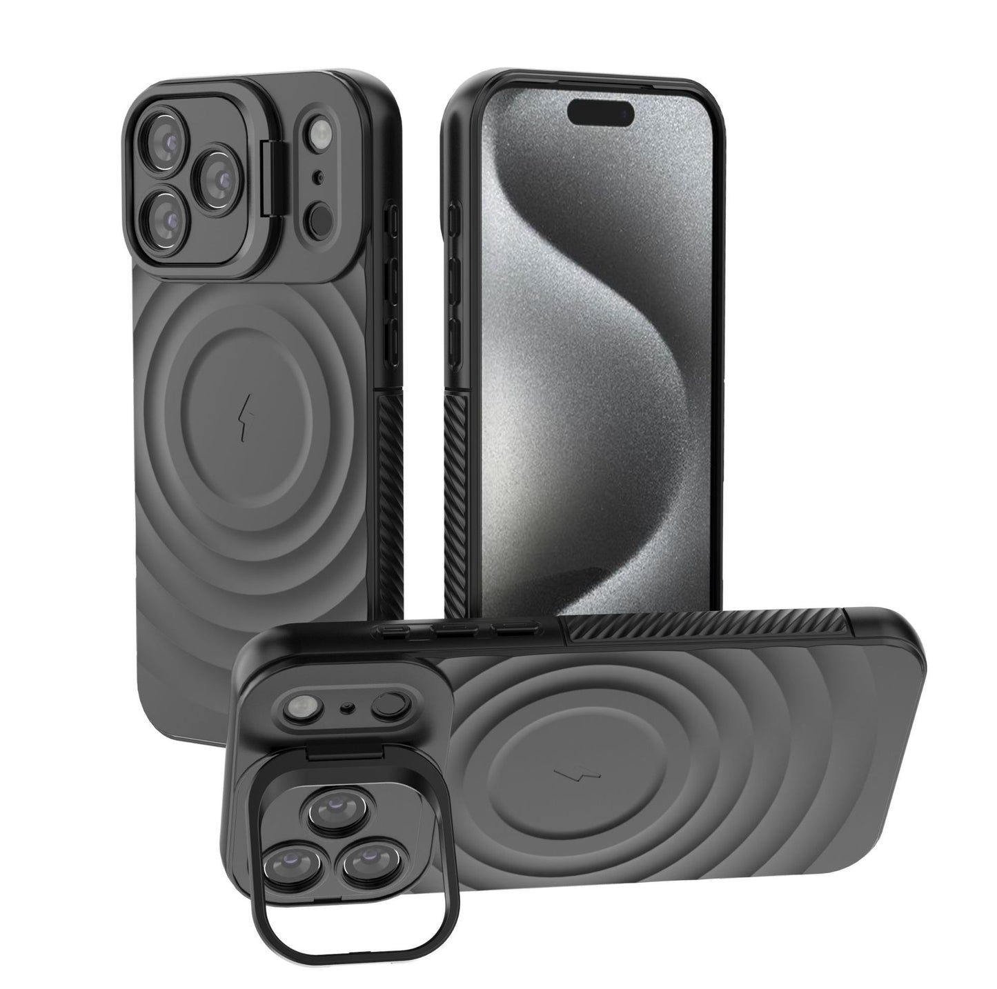 Soft Silicone Metal Lens Protector iPhone Case with Built-in Magnetic Ring