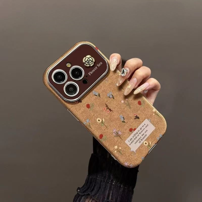 3D Floral Design Brown Leather Case for iPhone - Buy 2: FREE SHIPPING🛫 & 40% OFF 2nd🔥
