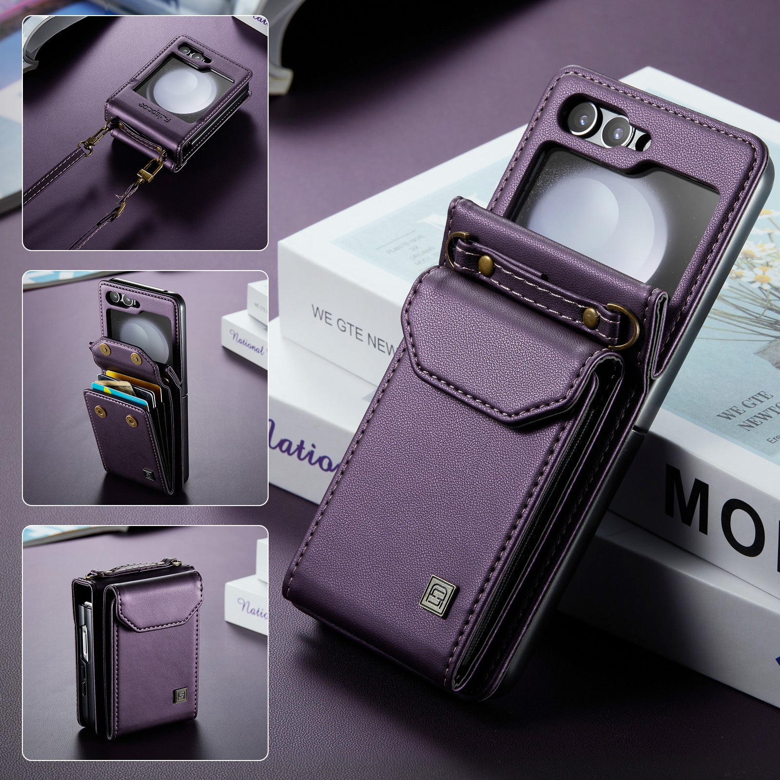 Leather Wallet Lanyard Case Cover for Samsung Flip Serie