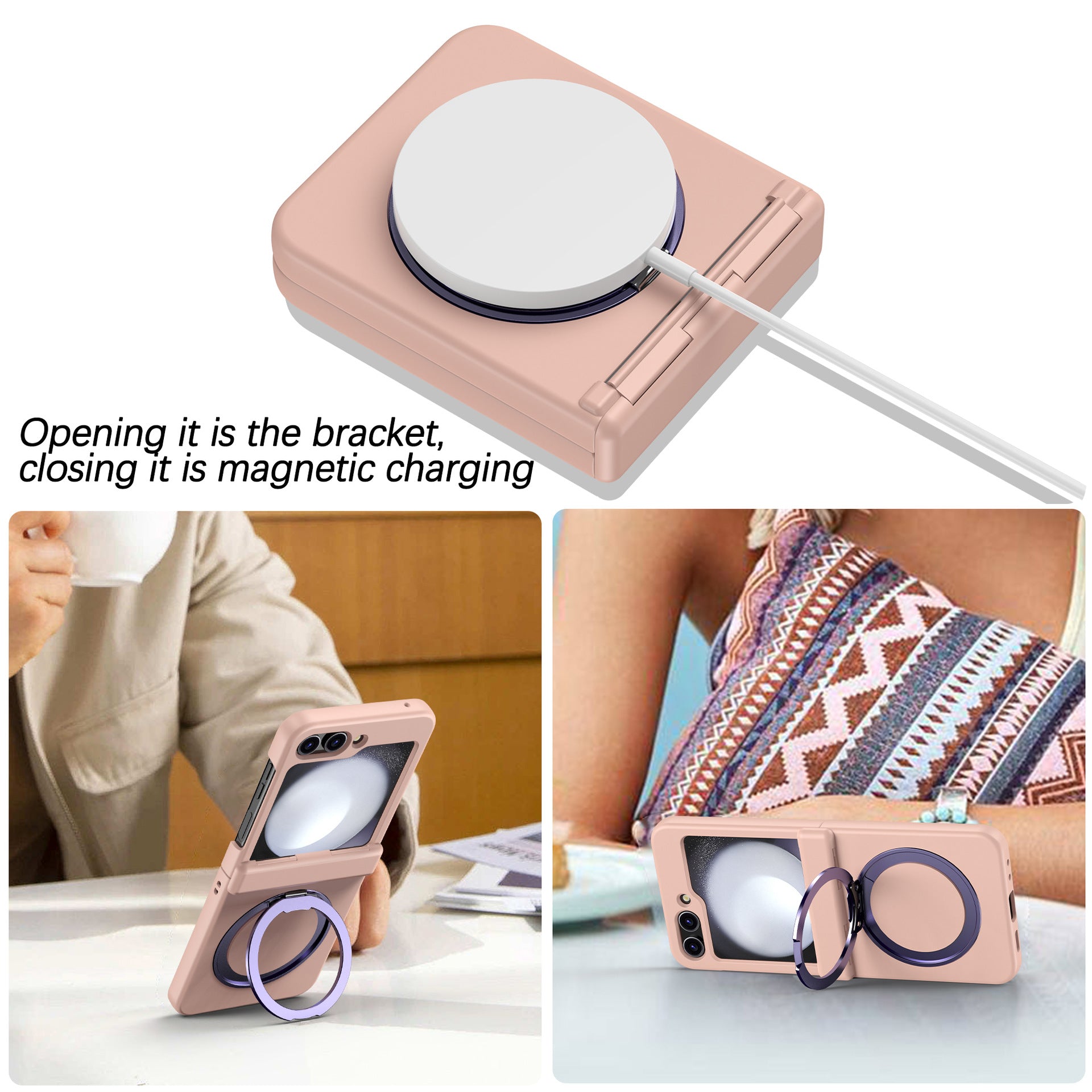 Solid Color Case with Folding Magnetic Stand Case Cover for Samsung Flip Series