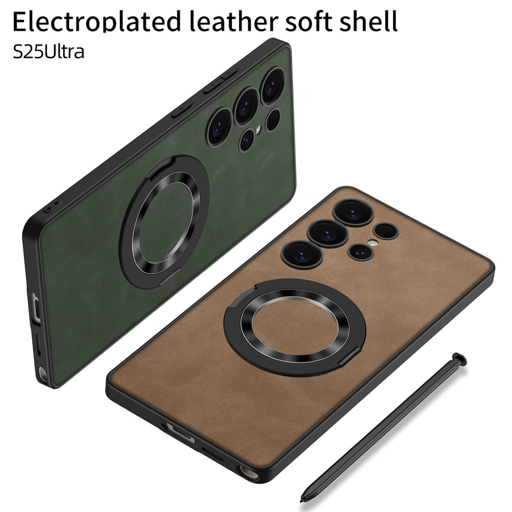 Suede Leather Magnetic Folding Stand Case Cover for Samsung S Series