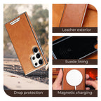 Leather Exterior and Suede Interior Luxury Case Cover for Samsung S Series