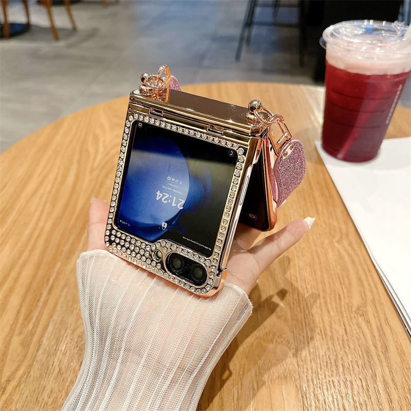 Stunning Glitter Hand Strap Case Cover for Samsung Flip Series
