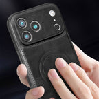 Retro PU Leather Magnetic Phone Case Compatible with iPhone 17 Series, Built‑in Mag‑Safe Magnets, Camera Raised Protection Shockproof Slim Cover