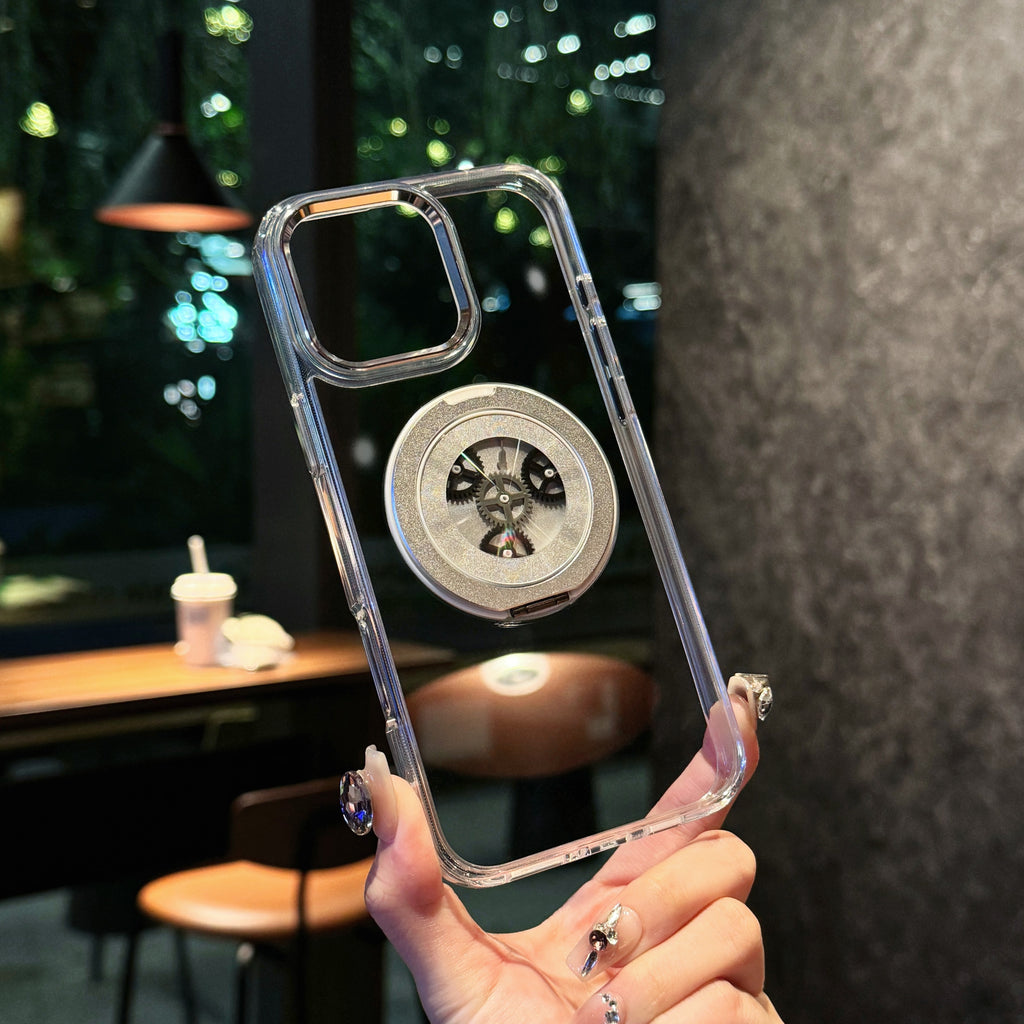 Mechanical Damping Ring Transparent Magnetic Case Cover for iPhone