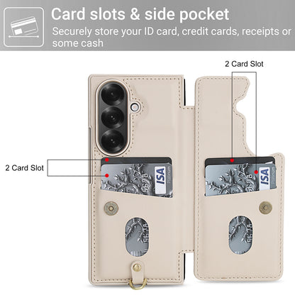 Leather Hand Strap Card Case Cover for Samsung Fold Series