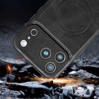 Retro PU Leather Magnetic Phone Case Compatible with iPhone 17 Series, Built‑in Mag‑Safe Magnets, Camera Raised Protection Shockproof Slim Cover